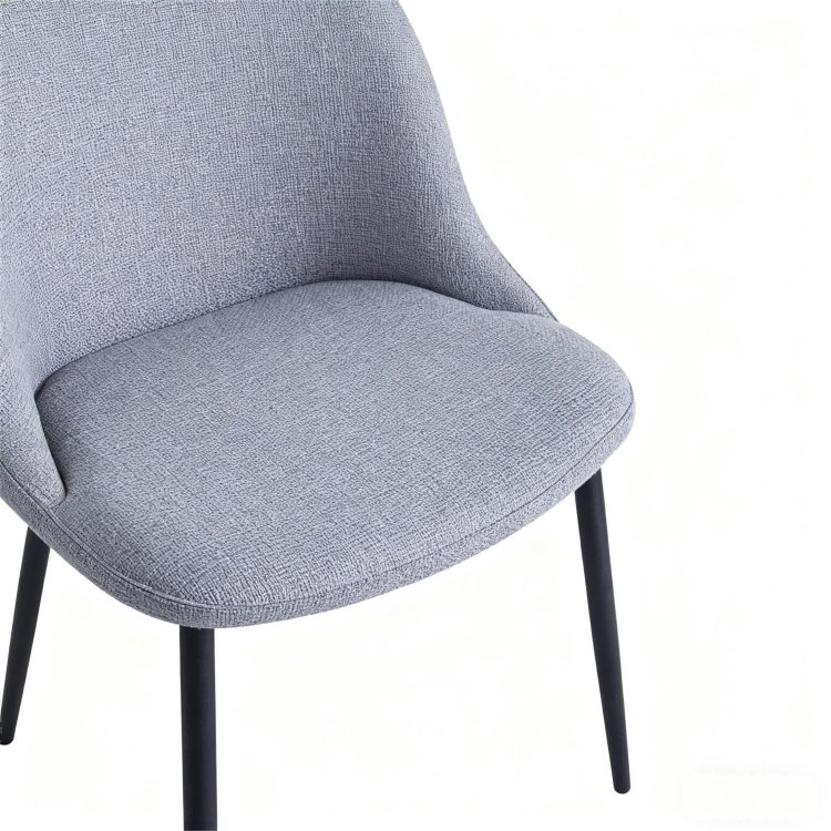 Sleek Armless Dining Chair Soft Woven Fabric Upholstery Tapered Black Legs Stylish Dining Table Seating