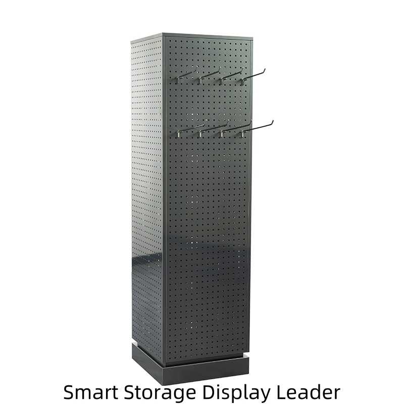 Slim Profile 4-Sided Pegboard Display Unit for Narrow Aisles and Small Retail Spaces with Minimal Footprint
