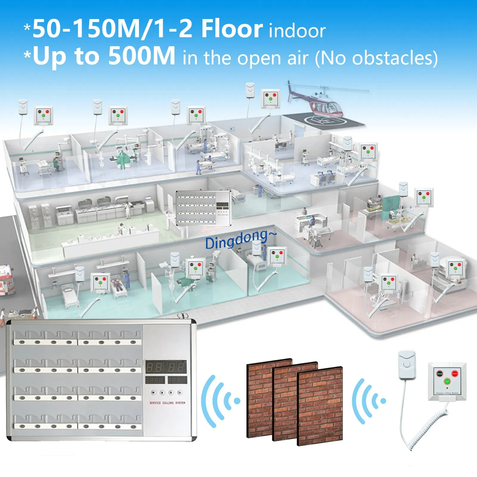 Portable Nurse Call Bell System with Call Button for Elderly