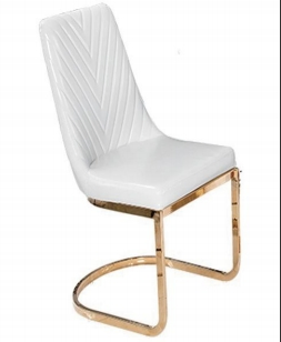 Modern Contemporary Kitchen Restaurant Quality Cushioned Seating and Soft Upholstery Chromed Gold Chairs Dining Chairs