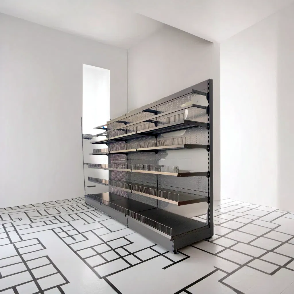 Double-Sided Retail Shelving Units for Versatile Supermarket Displays
