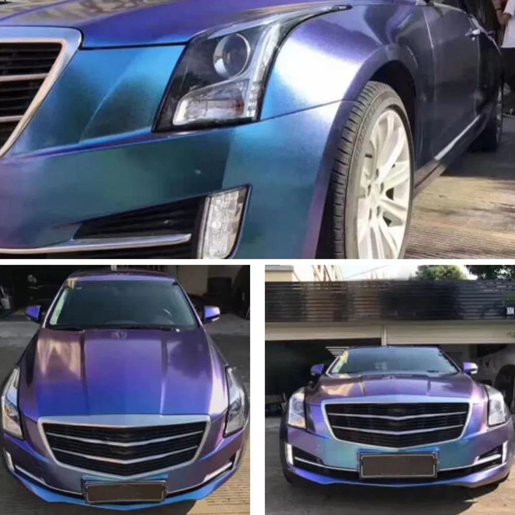 Purple to Lake Blue Glossy Metallic Chameleon Car Wrap Styling Body Electro Coating Change Color Film