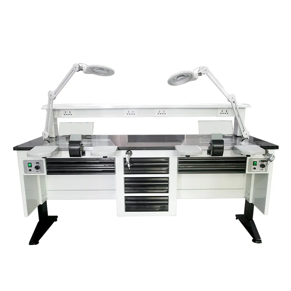 Dental Laboratory Equipment Double Technicians Work Station Integrated Table Workbench