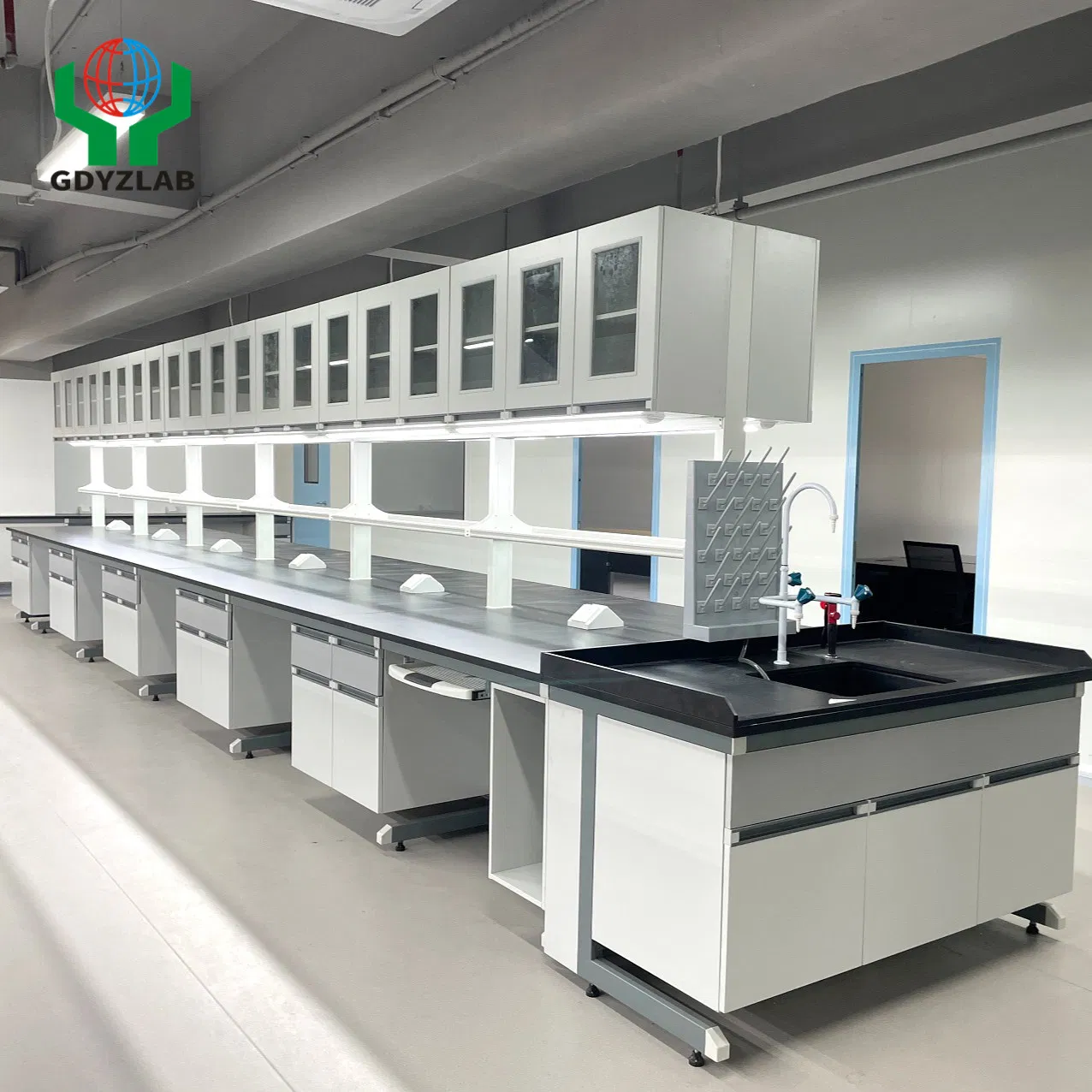Lab Workstation Chemical Resistant Laboratory Furniture Table with Faucet for School Hospital