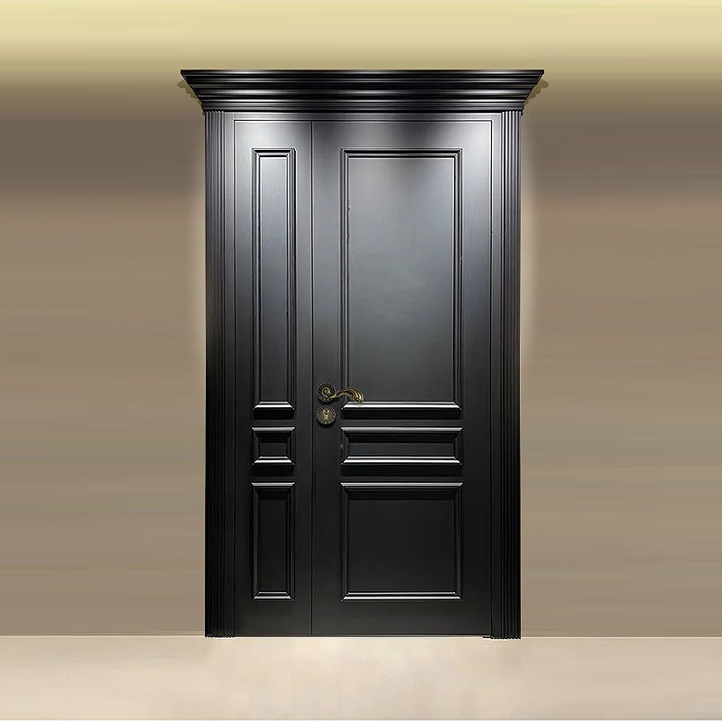 American Luxury Design Modern Home MDF PVC WPC Solid Wooden Veneer Panel Black Walnut Interior Room Door