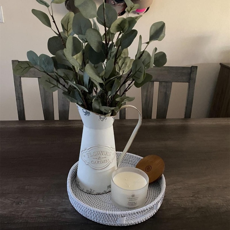 Promotional Round Rattan Tray Wicker Serving Basket Home Decorative Fashion-Accessories