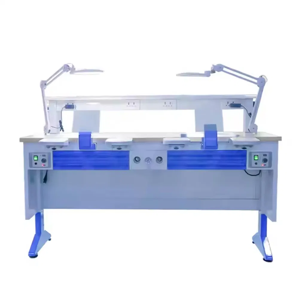 Dental Laboratory Equipment Double Technicians Work Station Integrated Table Workbench