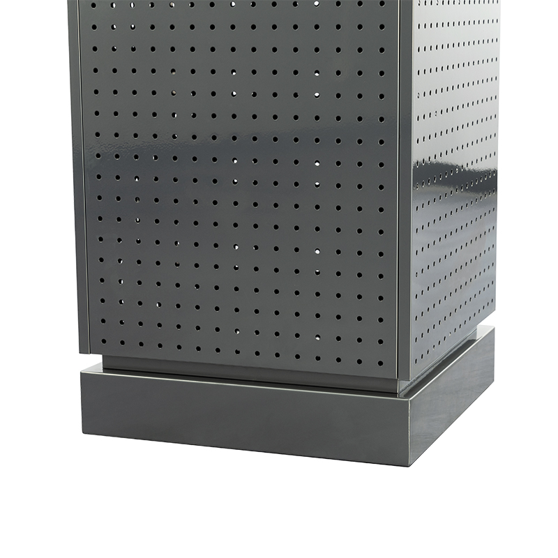 Clamp-on Tetrahedral Display Unit for Shelves and Counters with No Tools Required for Installation and Versatile Placement