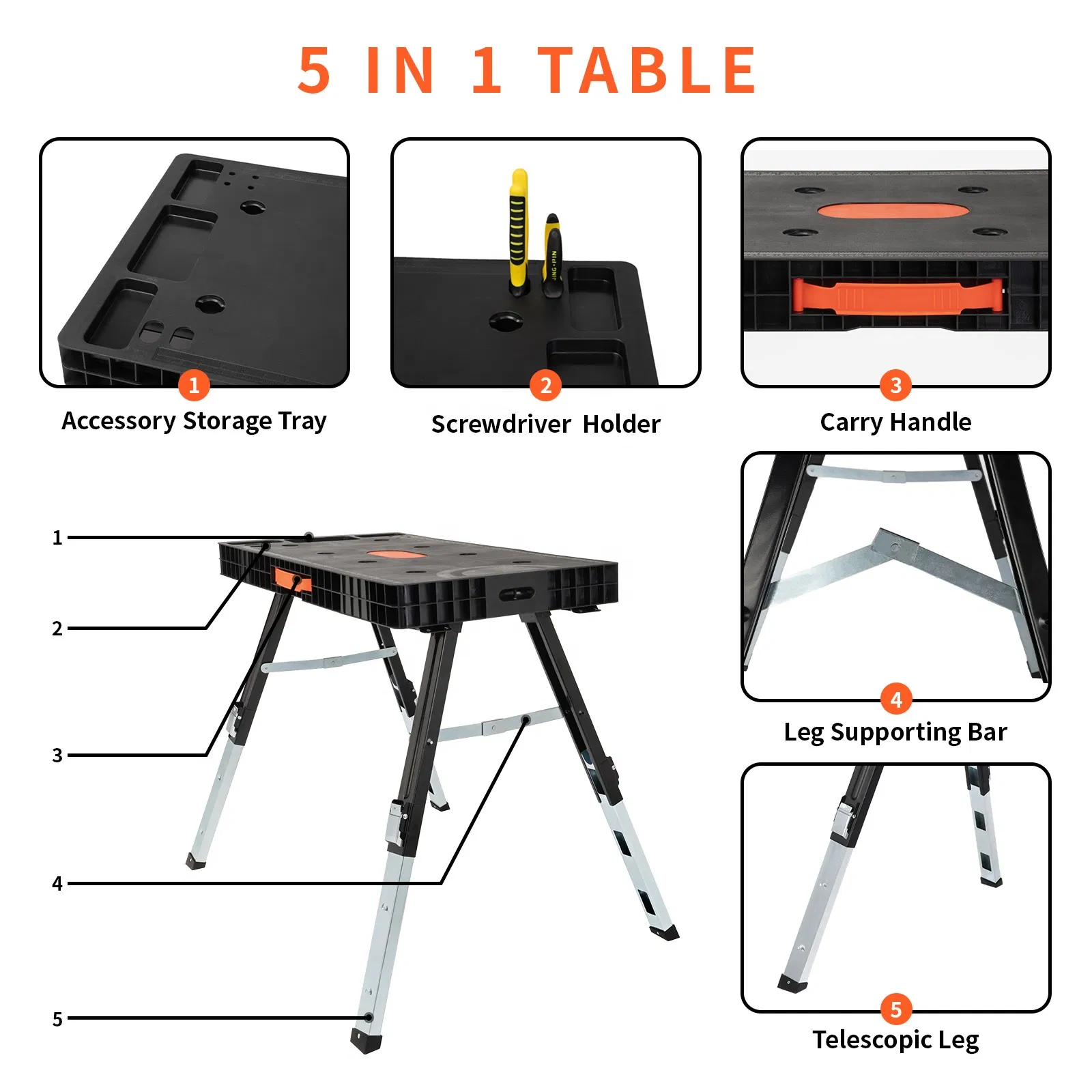 Advanced Multifunctional Professional Portable Foldable Telescopic Workstation Mobile Workbench Table for Garage Workshop