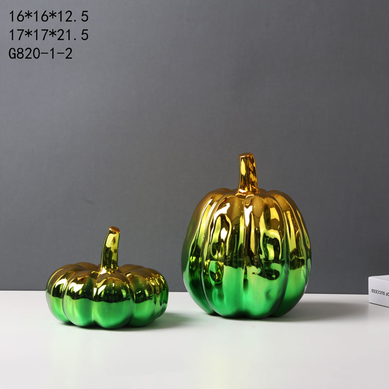 Creative Electroplated Pumpkin Statue Set Resin Figurines Home Decorative Accessories