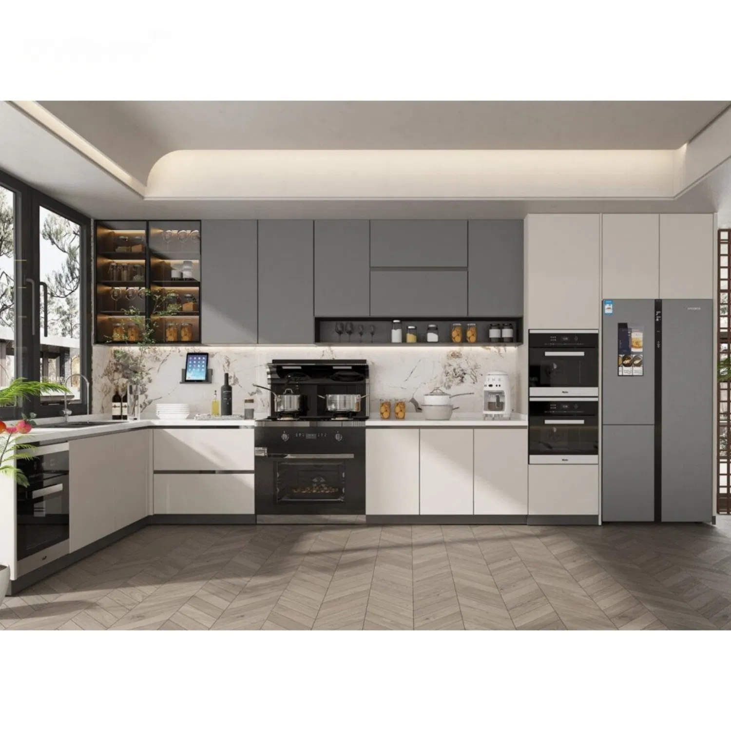 Modern Custom Kitchen Cabinets Furniture Wholesale Modular Acrylic Finish Modern Storage Solid Wood PVC Aluminium Kitchen Cabinets and Cabinet Set Made in China