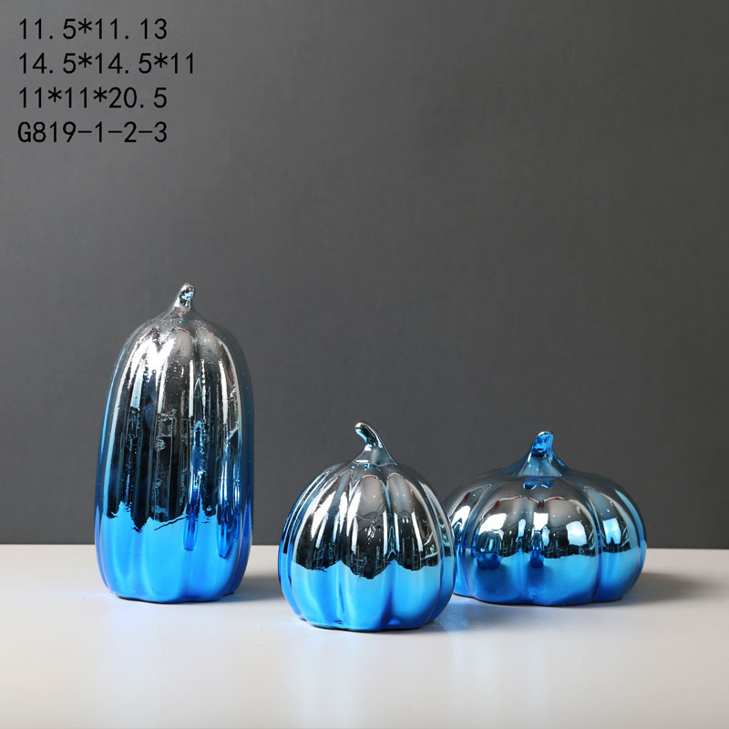 Creative Electroplated Pumpkin Statue Set Resin Figurines Home Decorative Accessories