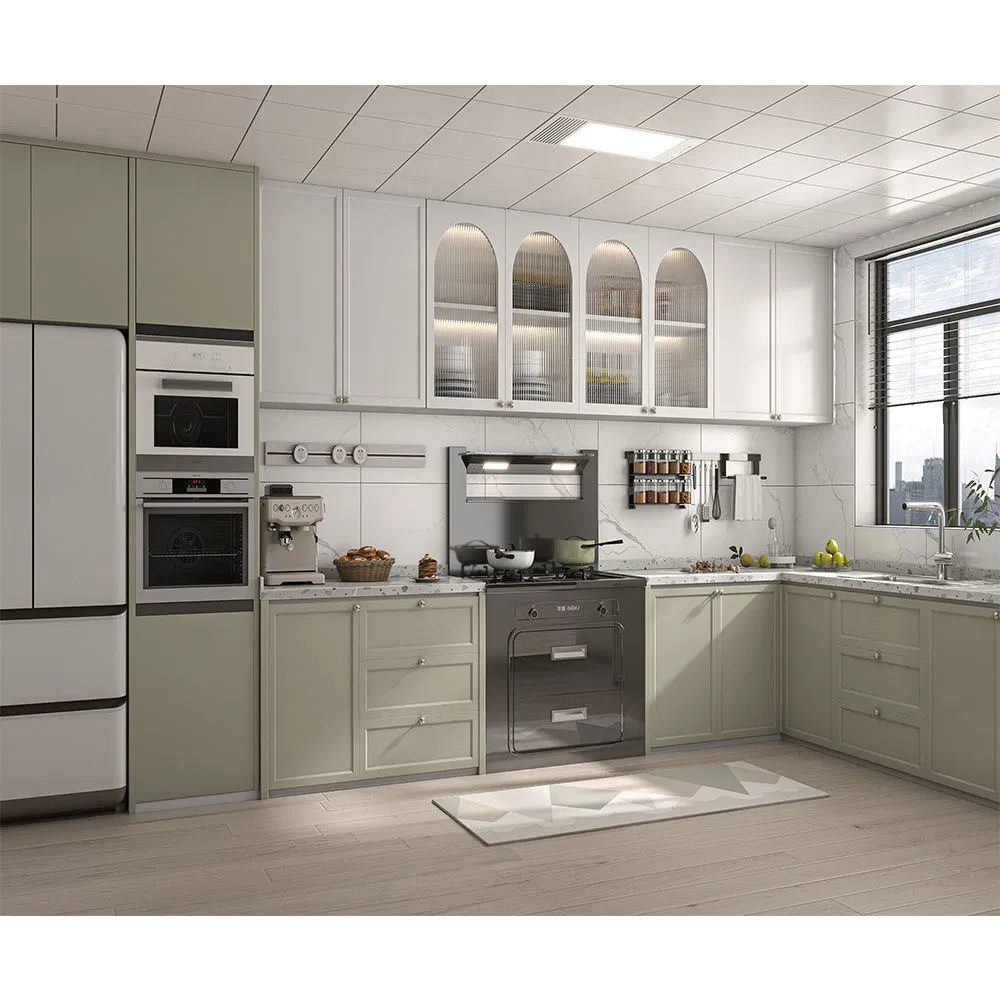 Foshan Factory Modern Custom Kitchen Storage Cabinet Shaker Design Solid Wood Lacquer Kitchen Cupboard for Villa Project