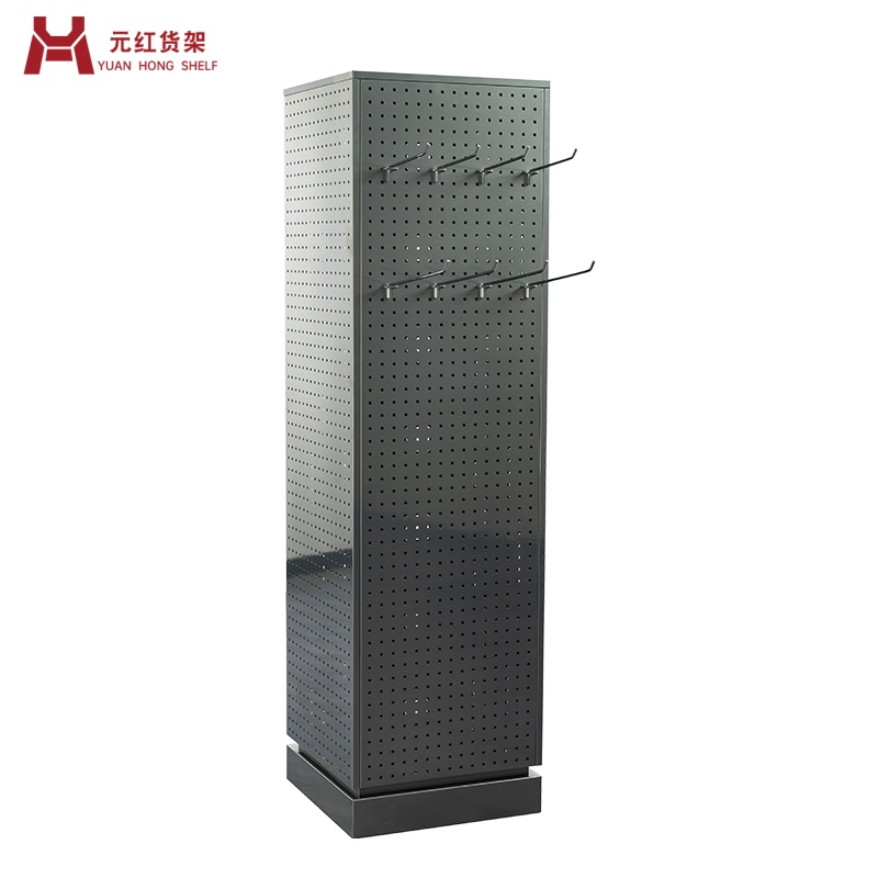Compact Multifunctional 4-Sided Display Unit for Small Shops and Kiosks with Slatwall Compatibility and Optional Shelves