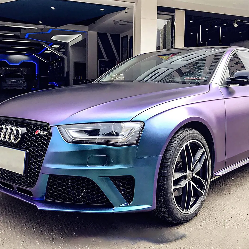 Purple to Lake Blue Glossy Metallic Chameleon Car Wrap Styling Body Electro Coating Change Color Film