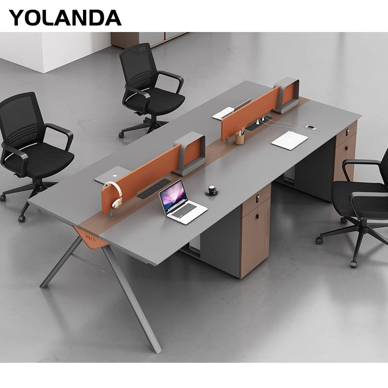 Yolanda Modern Office Furniture Partition Workstation Office Table Cubicle Office Table Desk De Bureau for 4 People
