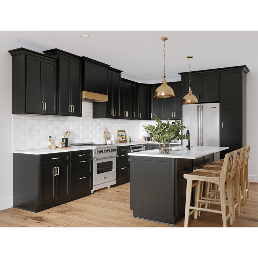 Custom Size Black Kitchen Cabinet with Adjustable Shelf Modular Storage System Kitchen Cabinet Set