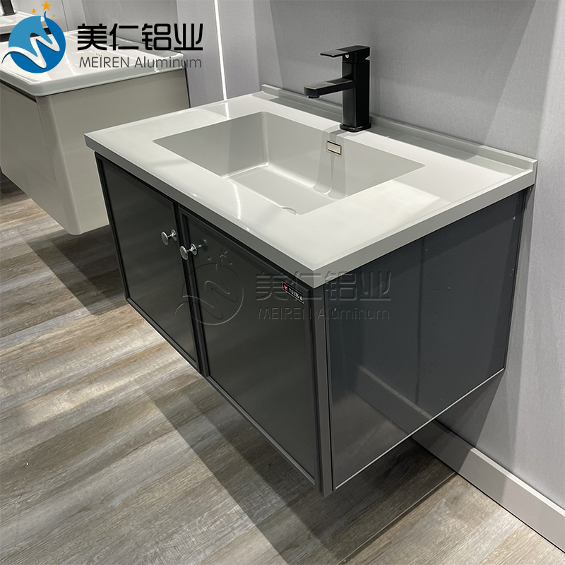 Custom Bathroom Vanity Cabinet with Drawers and Ceramic Basin Wall Mounted