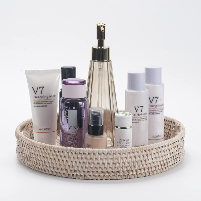 Promotional Round Rattan Tray Wicker Serving Basket Home Decorative Fashion-Accessories