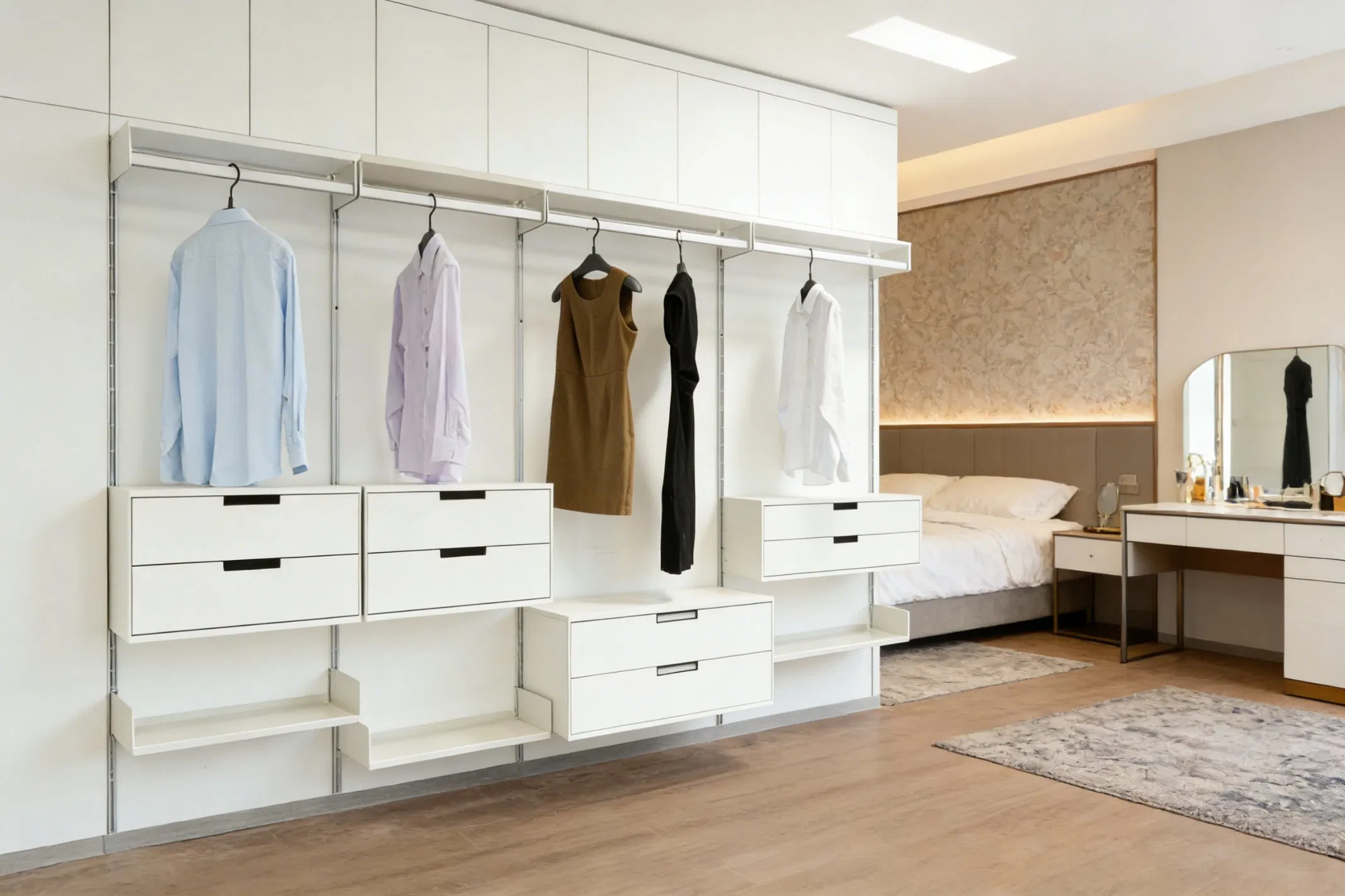 Minimalist Steel Modular Wall-Mounted Shelves with Drawer for Home Storage