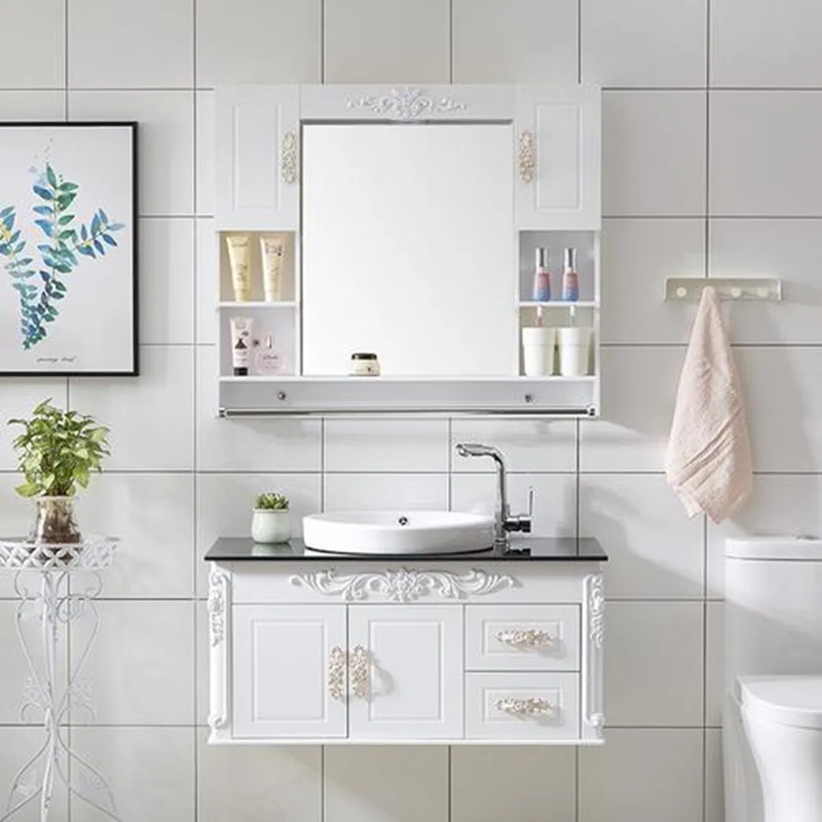 Aluminum Bathroom Storage Cabinet Custom Furniture Wall Hung Bathroom Cabinet