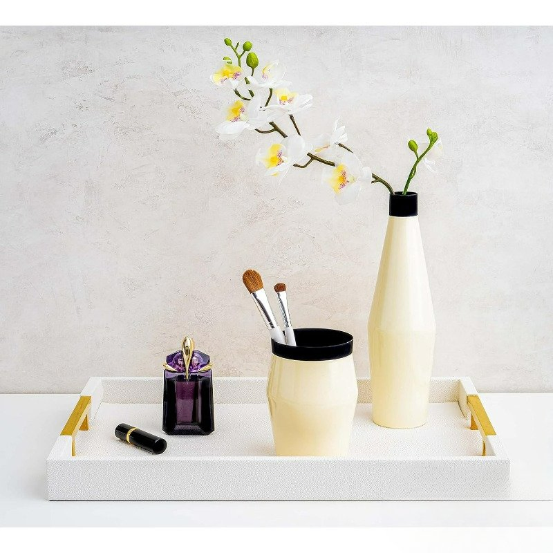 Promotional Elegant Rectangle White Glossy Decorative Serving Tray Home Decor Fashion-Accessories