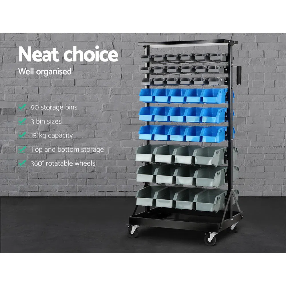 Storage Bin Rack Wall Mounted Tools Shelving Workshop Garage Organiser