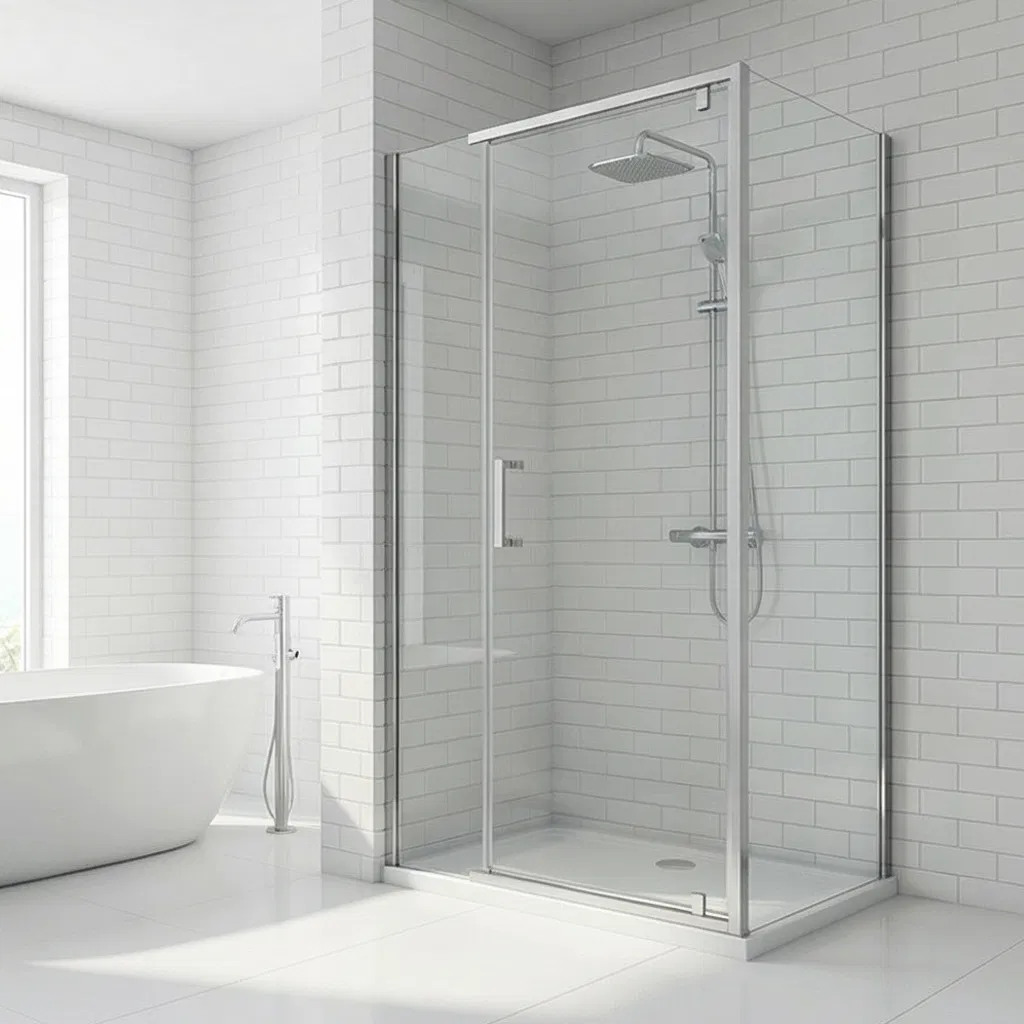 Modern Double Sliding Glass Bathroom Enclosure Shower Door Solution