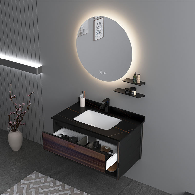 Modern Classic Design Bathroom Vanity Furniture Wall-Mounted Aluminum Cabinet with Wash Basin and Mirror New Design Style