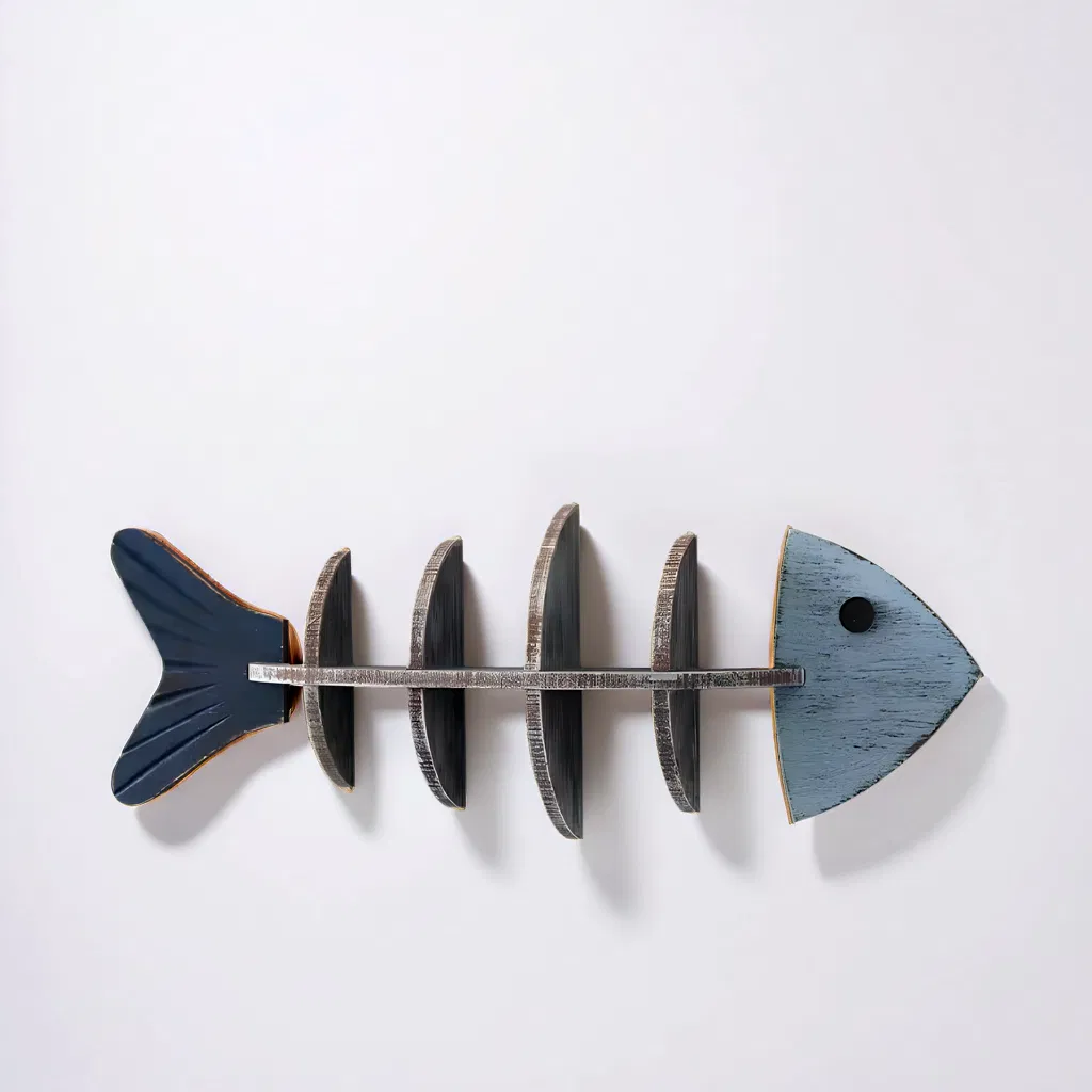 Creative Fish Bone Inspired Decorative Wall Mounted Storage Wall Shelf