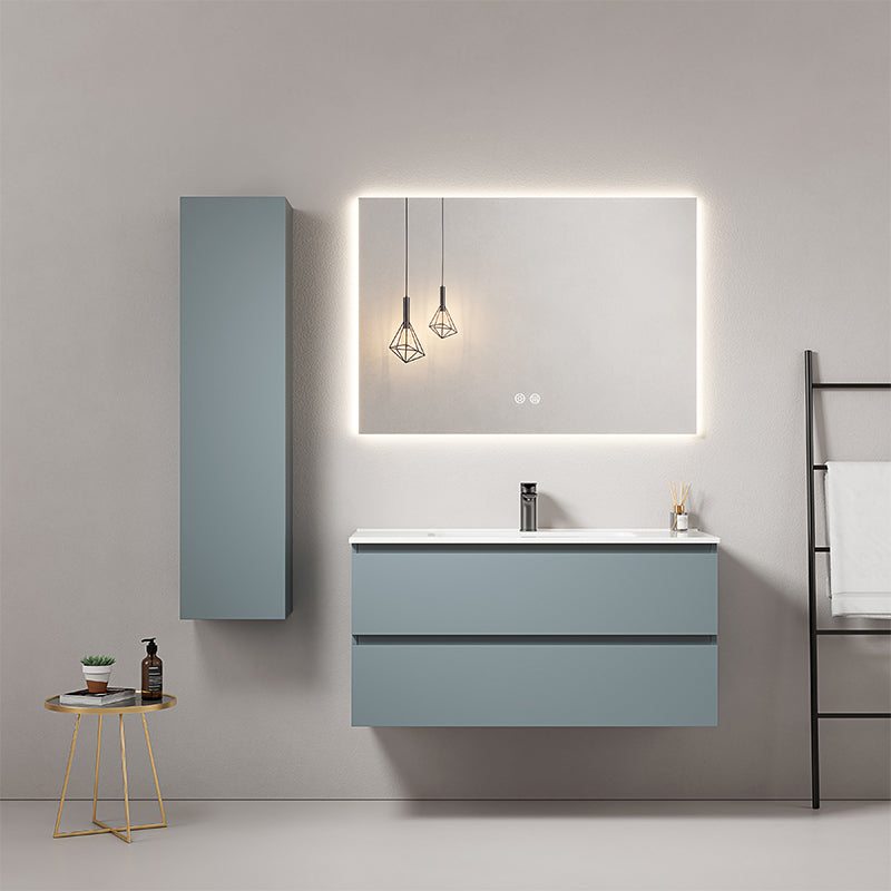 Modern MDF Melamine Bathroom Cabinet with 2-Drawer Vanity with LED Mirror