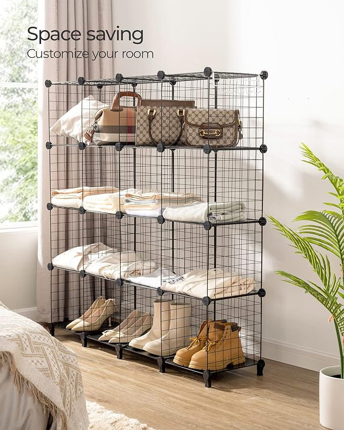 Modular Small Wire Shelving Display Rack Wire Mesh Grid Storage Cages Cubes