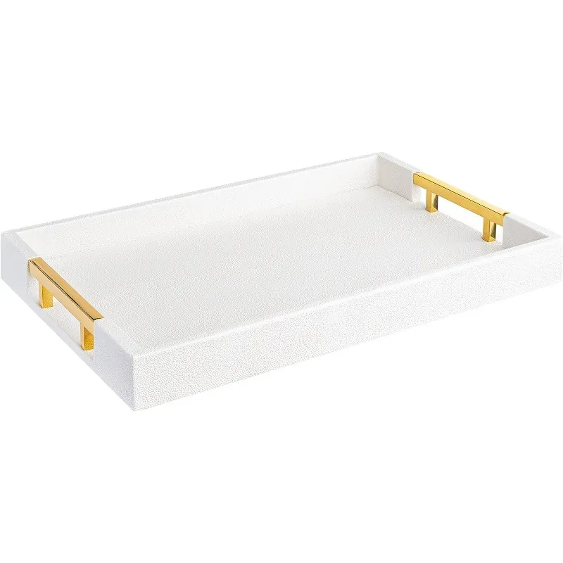 White Glossy Decorative Serving Tray Side View