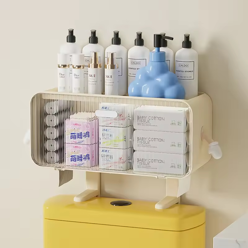 Plastic Wall Mounted Storage Rack Bathroom Storage Shelf Drawer Storage Rack