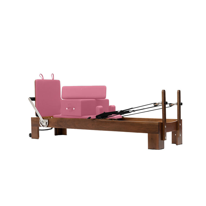 Stylish Wood Reformer for Pilates with Premium Microfiber Leather Upholstery