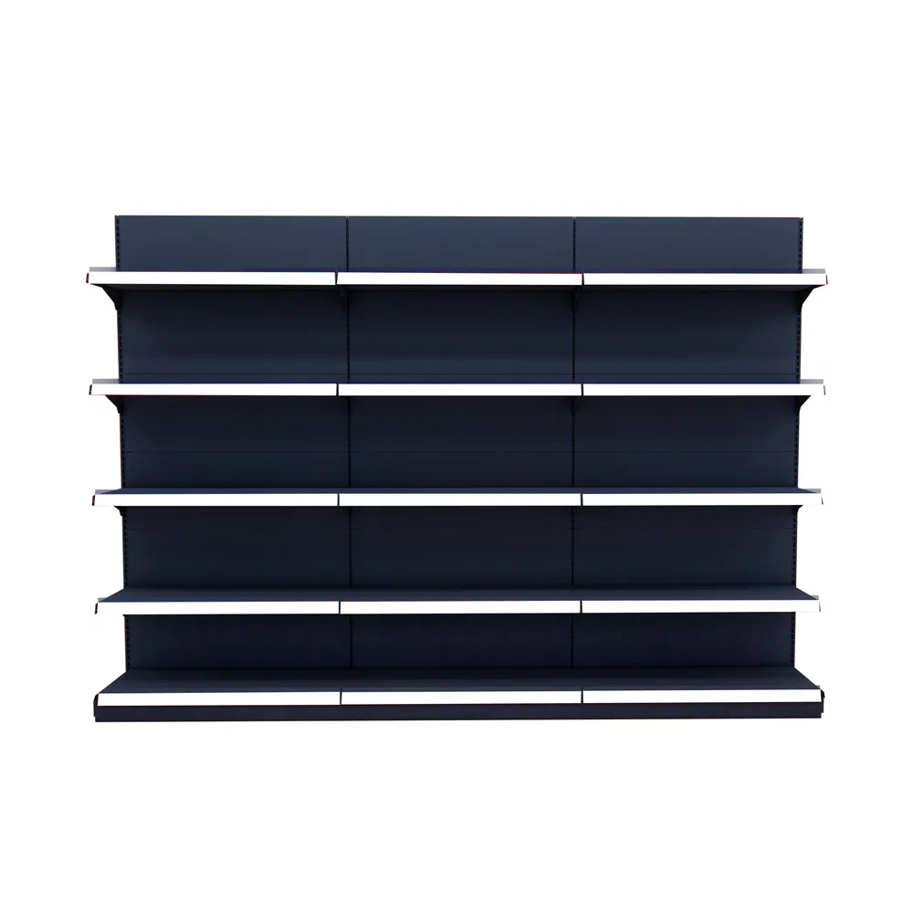 Gondola Store Display Unit with Customizable Metal Shelving Options