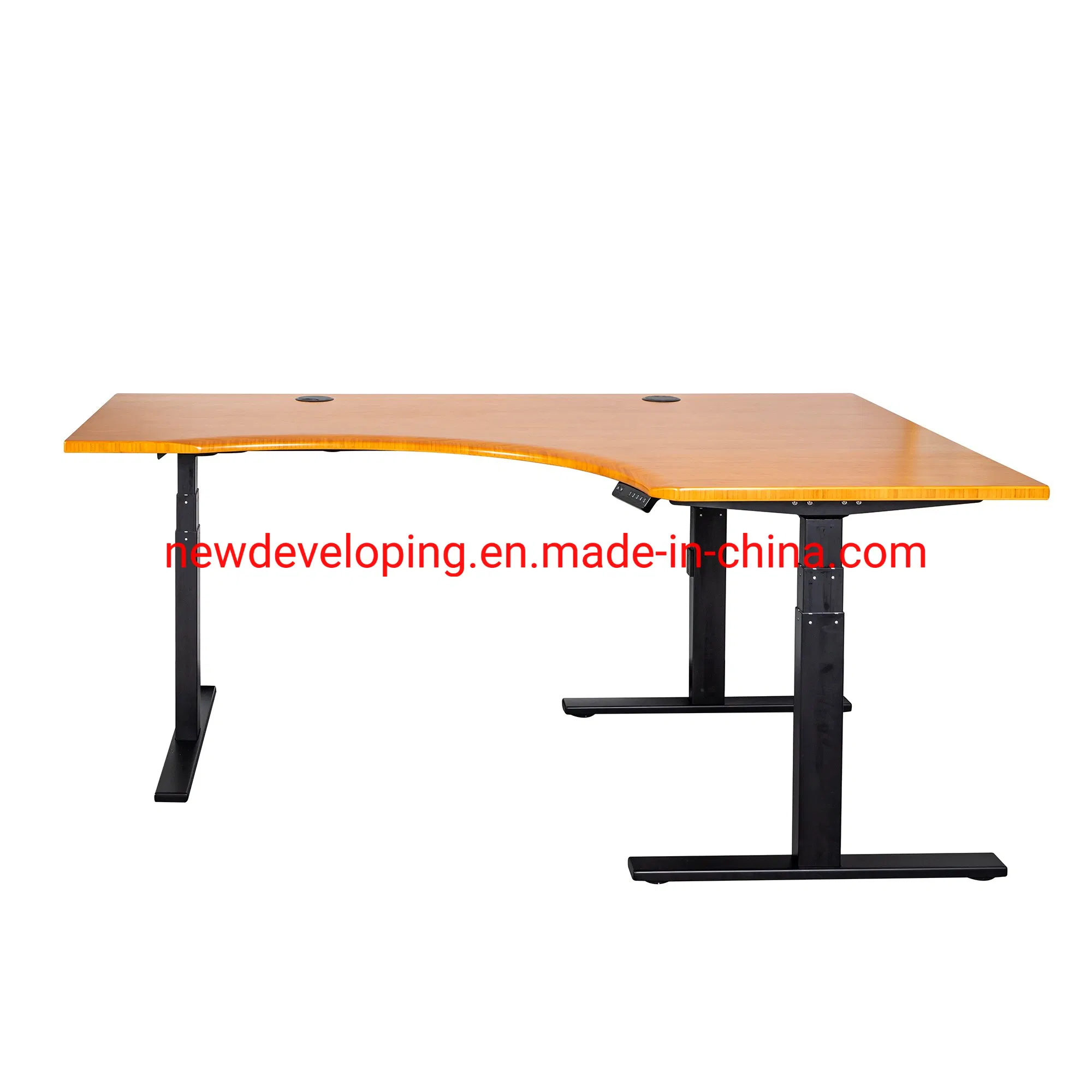 Large Adjustable Height Sit Standing Corner Workstation, Table
