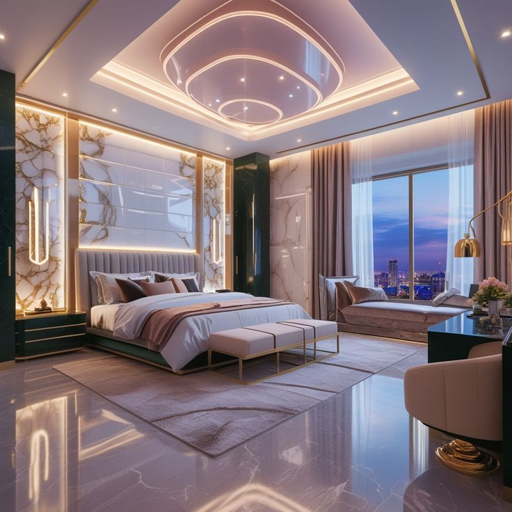 Luxury Hotel Bedroom Furniture Set with Curved Velvet Sofa