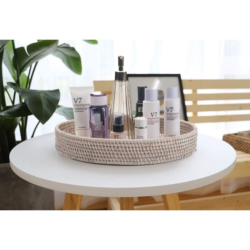 Promotional Round Rattan Tray Wicker Serving Basket Home Decorative Fashion-Accessories