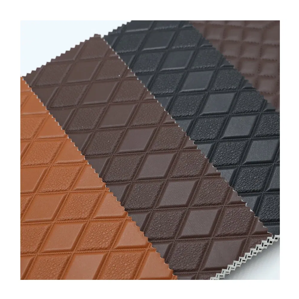 3D-Quilted Leather Sponge PVC Synthetic Leather Diamond Stitched for Car Seat Upholstery