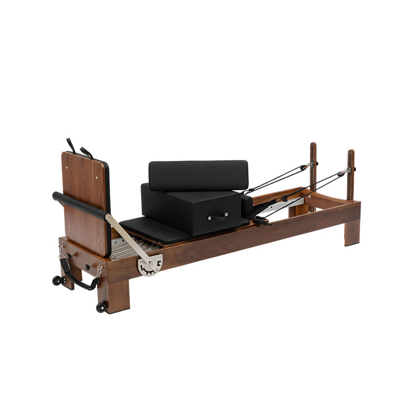 Stylish Wood Reformer for Pilates with Premium Microfiber Leather Upholstery