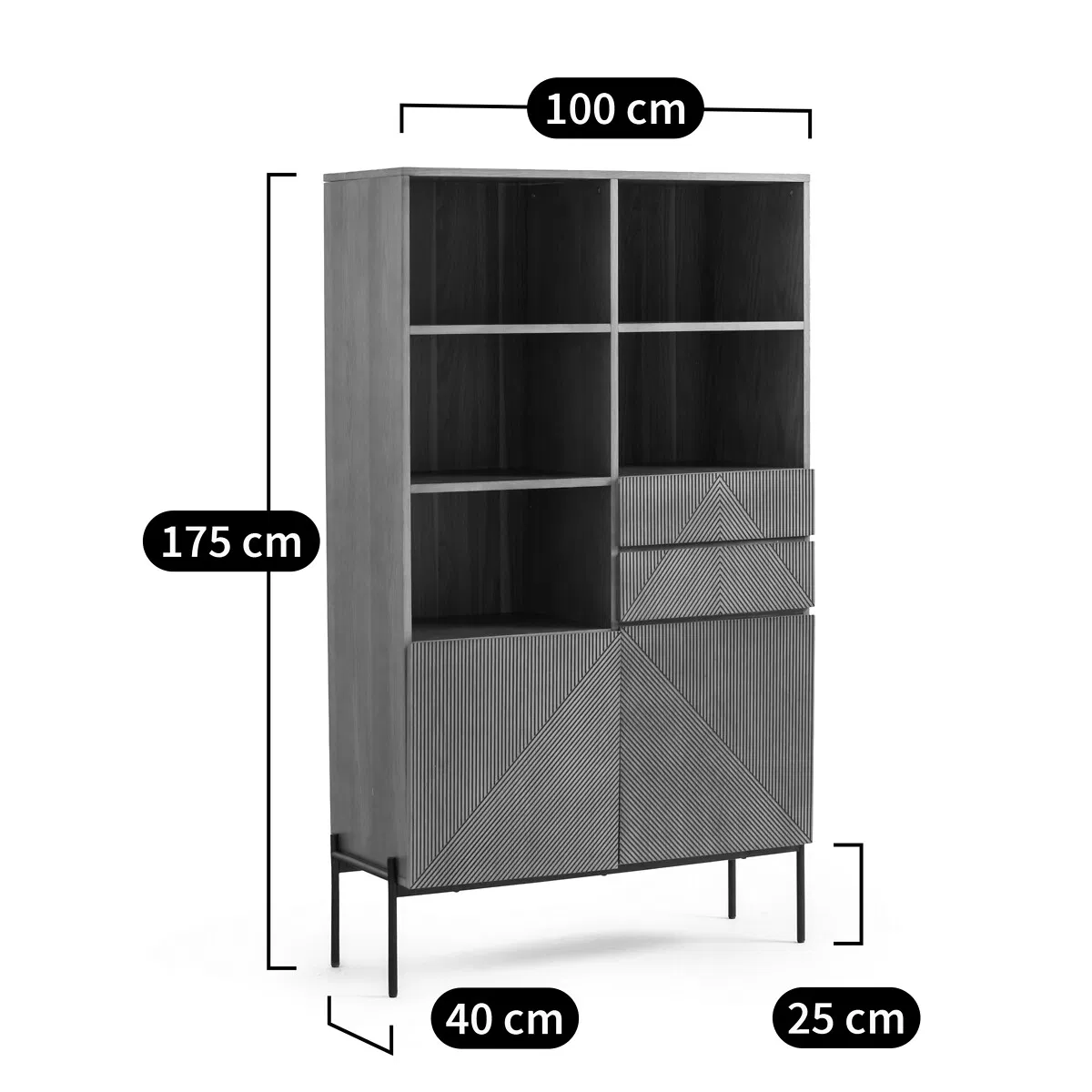 Scandinavian Open Display Storage Shelf Unit Made of Solid Wood with Natural Oak Finish &amp; Woven Rattan Baskets for Modern Apartment or Study Organization