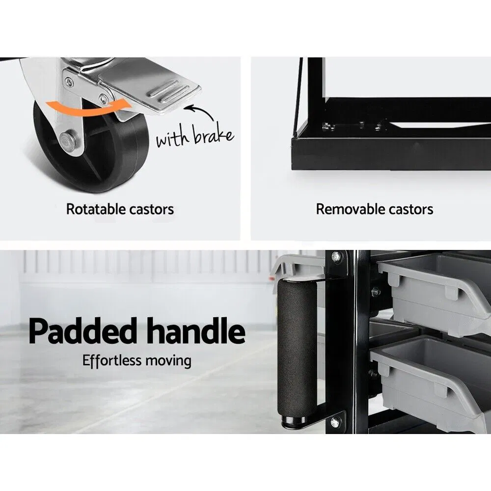 Storage Bin Rack Wall Mounted Tools Shelving Workshop Garage Organiser