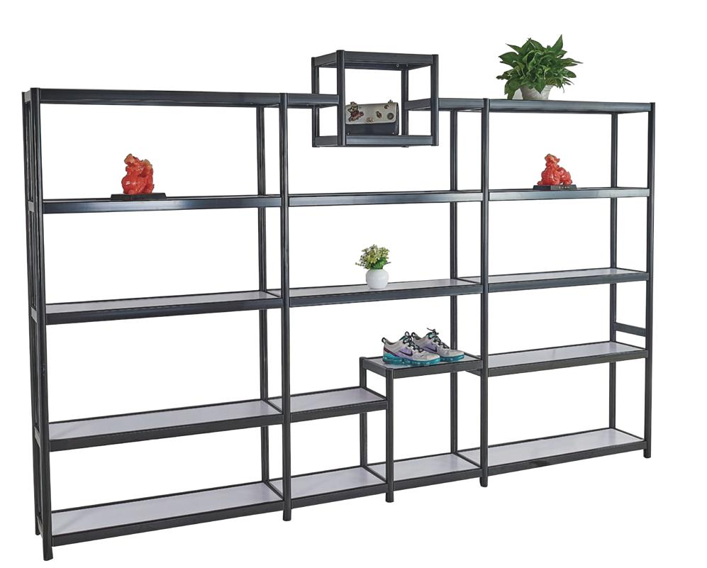 Multi Functional Free Style Open Front 5 Shelves Metal Storage Cabinet, Aluminum Modular Adjustable Shelf