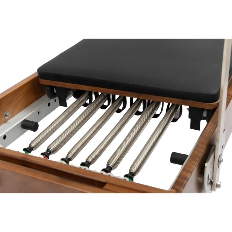 Stylish Wood Reformer for Pilates with Premium Microfiber Leather Upholstery