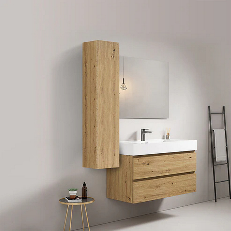 Modern MDF Melamine Bathroom Cabinet with 2-Drawer Vanity with LED Mirror