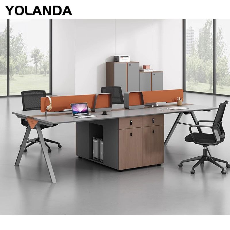 Yolanda Modern Office Furniture Partition Workstation Office Table Cubicle Office Table Desk De Bureau for 4 People