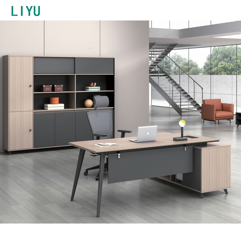 Liyu Hot Sale Modern Executive Desk Latest Commercial Furniture Design Table for Home Office Workstations Study Panel Wood Style