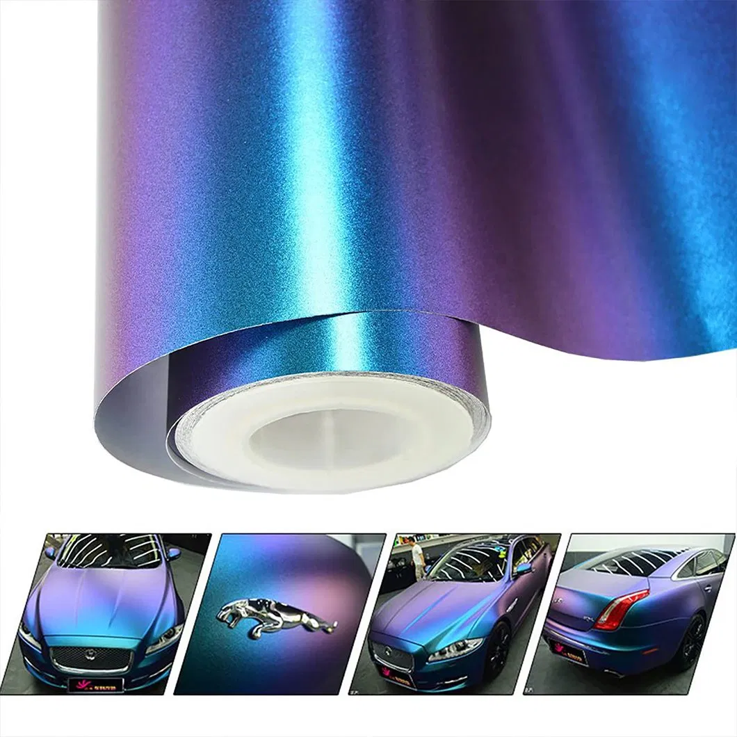 Purple to Lake Blue Glossy Metallic Chameleon Car Wrap Styling Body Electro Coating Change Color Film
