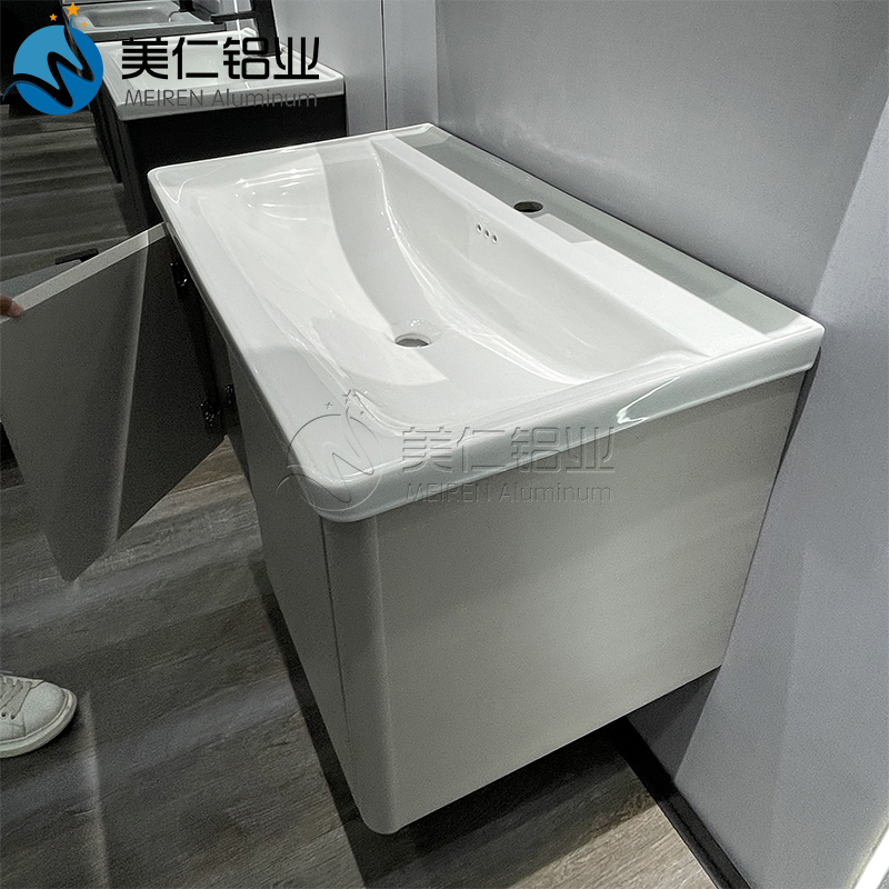 Custom Bathroom Vanity Cabinet with Drawers and Ceramic Basin Wall Mounted